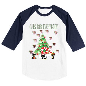 Cats For Everybody Funny Christmas Baseball Sleeve Shirt