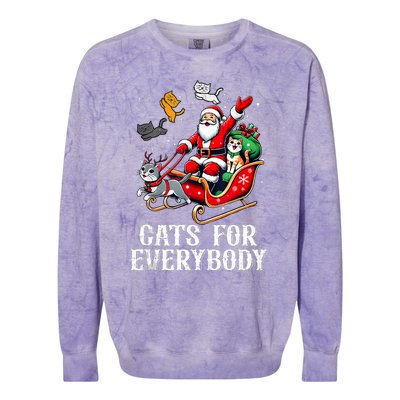 Cats For Everybody Christmas Cat Funny Xmas Santa Tank Top Colorblast Crewneck Sweatshirt