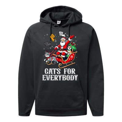 Cats For Everybody Christmas Cat Funny Xmas Santa Tank Top Performance Fleece Hoodie