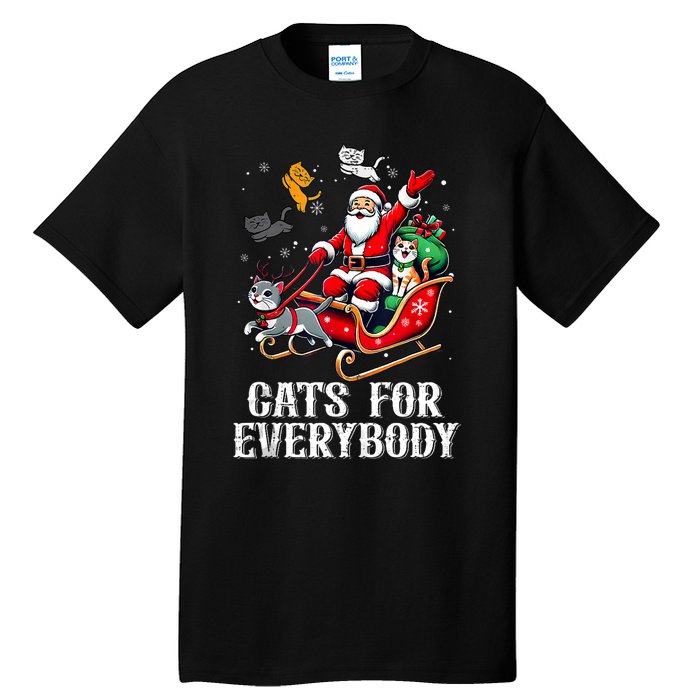 Cats For Everybody Christmas Cat Funny Xmas Santa Tank Top Tall T-Shirt