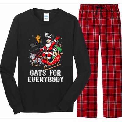 Cats For Everybody Christmas Cat Funny Xmas Santa Tank Top Long Sleeve Pajama Set