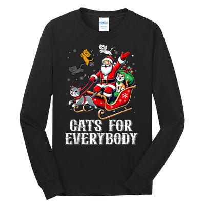 Cats For Everybody Christmas Cat Funny Xmas Santa Tank Top Tall Long Sleeve T-Shirt