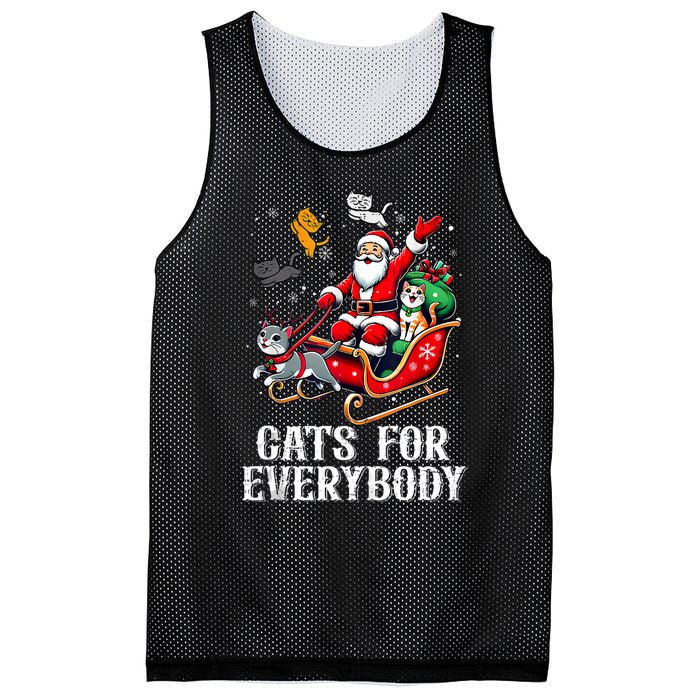 Cats For Everybody Christmas Cat Funny Xmas Santa Tank Top Mesh Reversible Basketball Jersey Tank