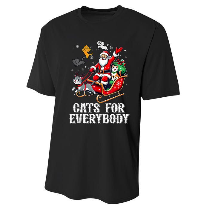 Cats For Everybody Christmas Cat Funny Xmas Santa Tank Top Performance Sprint T-Shirt