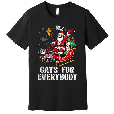 Cats For Everybody Christmas Cat Funny Xmas Santa Tank Top Premium T-Shirt