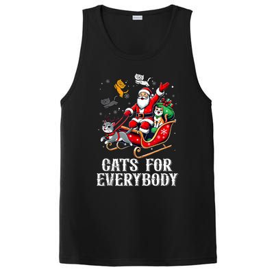 Cats For Everybody Christmas Cat Funny Xmas Santa Tank Top PosiCharge Competitor Tank