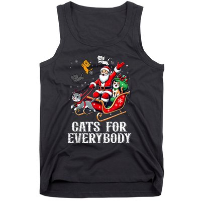 Cats For Everybody Christmas Cat Funny Xmas Santa Tank Top Tank Top