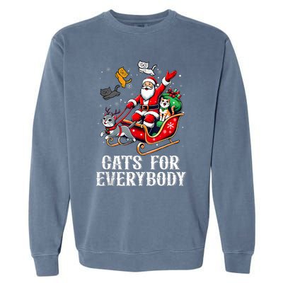 Cats For Everybody Christmas Cat Funny Xmas Santa Tank Top Garment-Dyed Sweatshirt