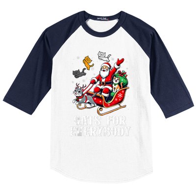 Cats For Everybody Christmas Cat Funny Xmas Santa Tank Top Baseball Sleeve Shirt