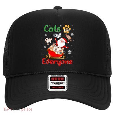 Cats For Everyone Christmas Santa Claus Cats Meaningful Gift High Crown Mesh Back Trucker Hat