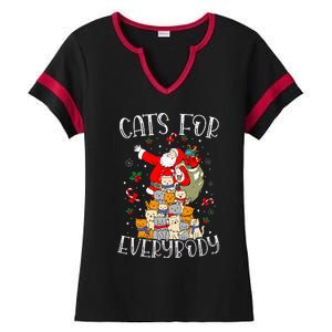 Cats For Everybody Ugly Christmas Cat Funny Xmas Ladies Halftime Notch Neck Tee