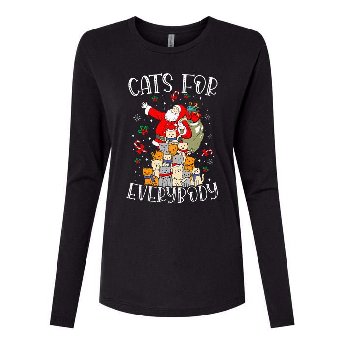 Cats For Everybody Ugly Christmas Cat Funny Xmas Womens Cotton Relaxed Long Sleeve T-Shirt