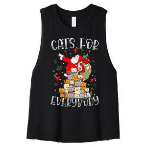 Cats For Everybody Ugly Christmas Cat Funny Xmas Women's Racerback Cropped Tank