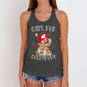 Cats For Everybody Ugly Christmas Cat Funny Xmas Women's Knotted Racerback Tank