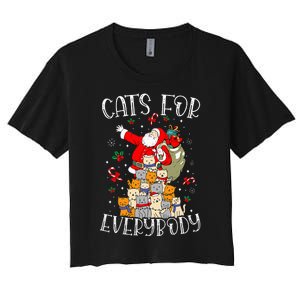 Cats For Everybody Ugly Christmas Cat Funny Xmas Women's Crop Top Tee