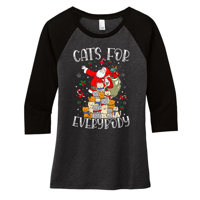 Cats For Everybody Ugly Christmas Cat Funny Xmas Women's Tri-Blend 3/4-Sleeve Raglan Shirt