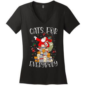 Cats For Everybody Ugly Christmas Cat Funny Xmas Women's V-Neck T-Shirt