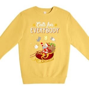 Cats For Everybody Ugly Christmas Cat Great Gift Cute Gift Premium Crewneck Sweatshirt