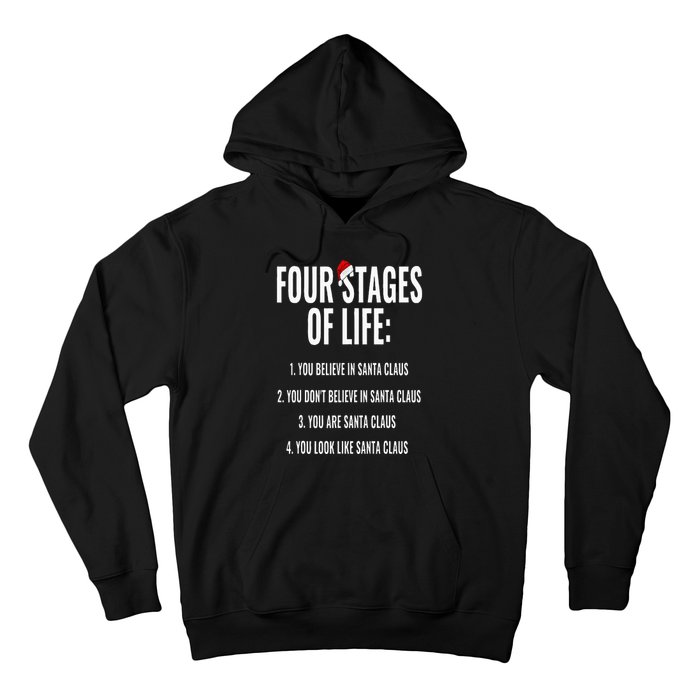 Christmas Funny Four Stages of life Santa Claus Humor Meme Hoodie