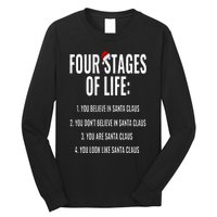 Christmas Funny Four Stages of life Santa Claus Humor Meme Long Sleeve Shirt