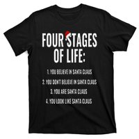 Christmas Funny Four Stages of life Santa Claus Humor Meme T-Shirt