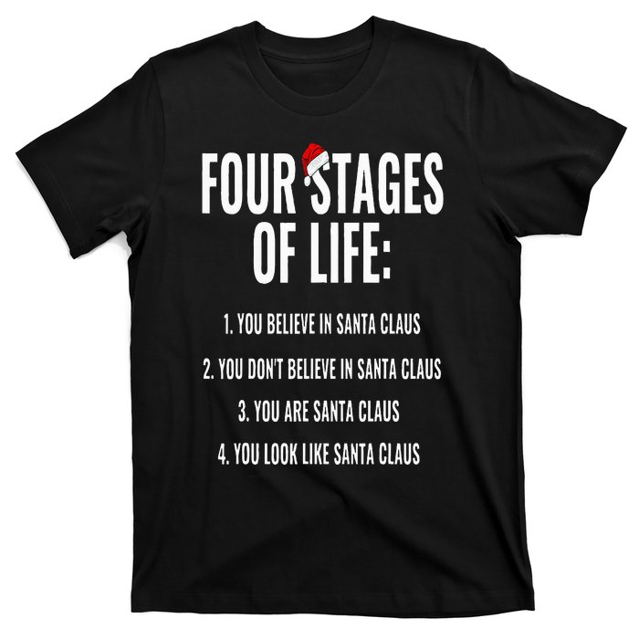 Christmas Funny Four Stages of life Santa Claus Humor Meme T-Shirt