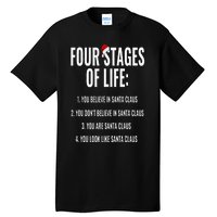 Christmas Funny Four Stages of life Santa Claus Humor Meme Tall T-Shirt