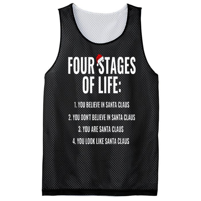 Christmas Funny Four Stages of life Santa Claus Humor Meme Mesh Reversible Basketball Jersey Tank