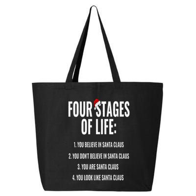 Christmas Funny Four Stages of life Santa Claus Humor Meme 25L Jumbo Tote