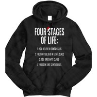 Christmas Funny Four Stages of life Santa Claus Humor Meme Tie Dye Hoodie