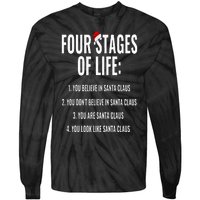 Christmas Funny Four Stages of life Santa Claus Humor Meme Tie-Dye Long Sleeve Shirt