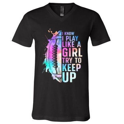 Cool Football For Girls Football Player Coach Sports V-Neck T-Shirt