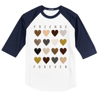 Cute Friends Forever Watercolor Patterned Hearts Friendship Baseball Sleeve Shirt