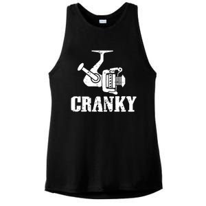 Cranky Funny Fishing Fishing Reel Fisherman Gift Fisher Ladies PosiCharge Tri-Blend Wicking Tank