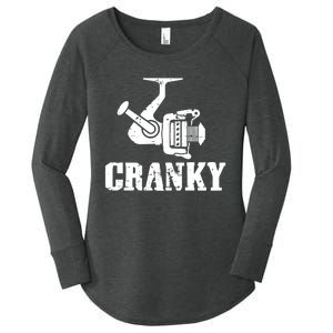 Cranky Funny Fishing Fishing Reel Fisherman Gift Fisher Women's Perfect Tri Tunic Long Sleeve Shirt