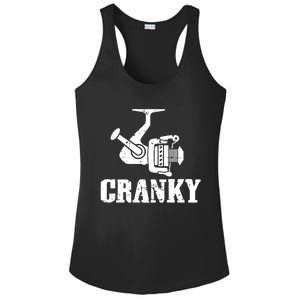 Cranky Funny Fishing Fishing Reel Fisherman Gift Fisher Ladies PosiCharge Competitor Racerback Tank