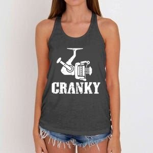 Cranky Funny Fishing Fishing Reel Fisherman Gift Fisher Women's Knotted Racerback Tank