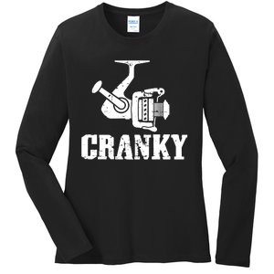 Cranky Funny Fishing Fishing Reel Fisherman Gift Fisher Ladies Long Sleeve Shirt