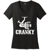 Cranky Funny Fishing Fishing Reel Fisherman Gift Fisher Women's V-Neck T-Shirt