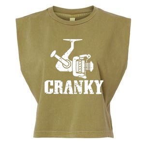 Cranky Funny Fishing Fishing Reel Fisherman Gift Fisher Garment-Dyed Women's Muscle Tee