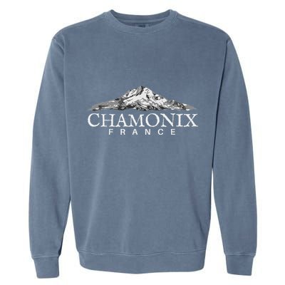 Chamonix France  French Alps Mountain Town Garment-Dyed Sweatshirt