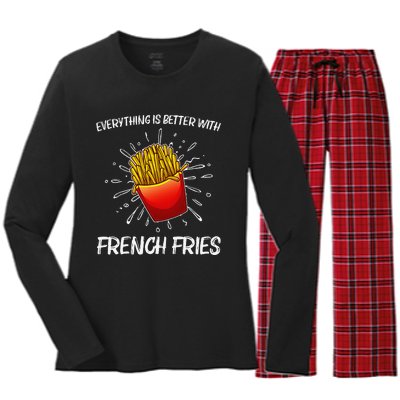 Cool Fries For French Fry Lover Fast Food Lovers Women's Long Sleeve Flannel Pajama Set 