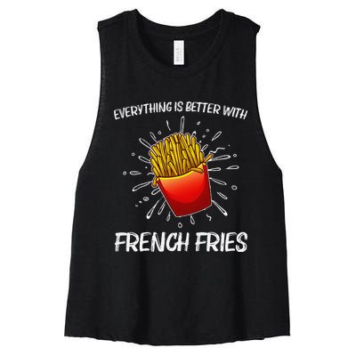 Cool Fries For French Fry Lover Fast Food Lovers Women's Racerback Cropped Tank