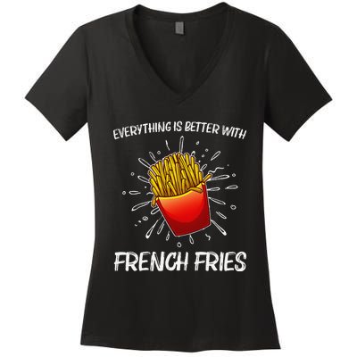 Cool Fries For French Fry Lover Fast Food Lovers Women's V-Neck T-Shirt