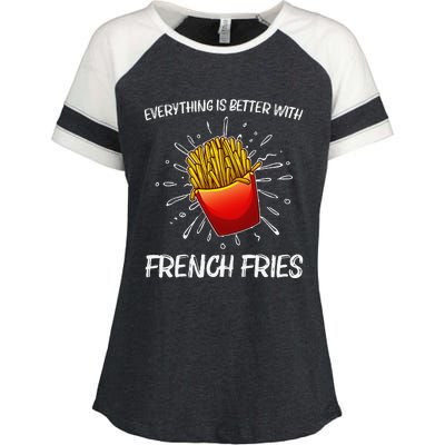 Cool Fries For French Fry Lover Fast Food Lovers Enza Ladies Jersey Colorblock Tee