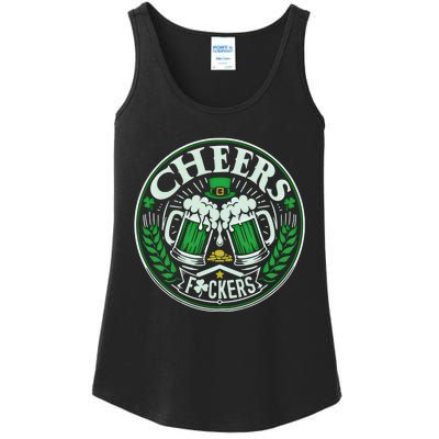 Cheers Fckers Funny St Patricks Day Drinking Party Funny Gift Ladies Essential Tank