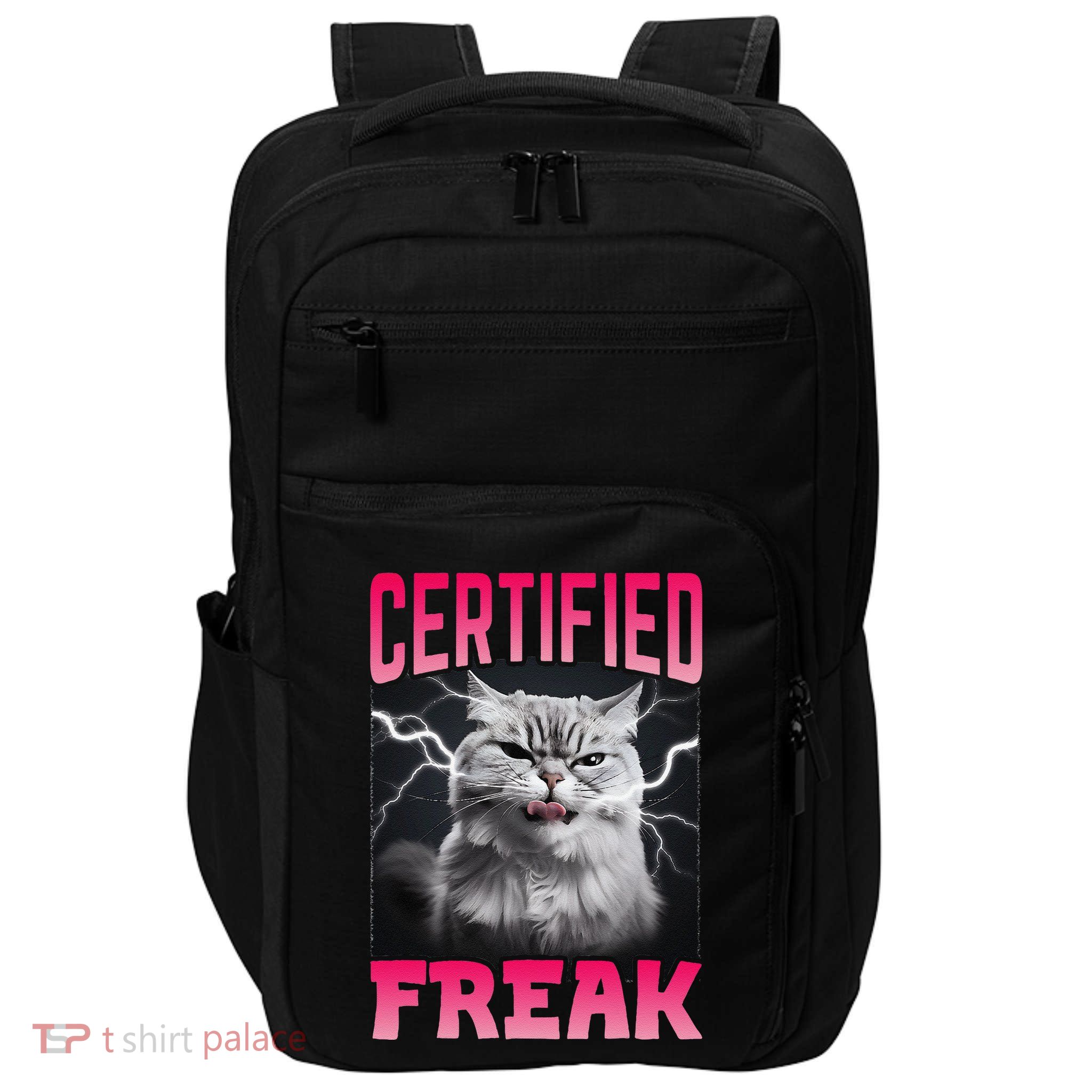 Certified Freak Funny Cat Meme Hilarious Cat Lover Gift Impact Tech Backpack
