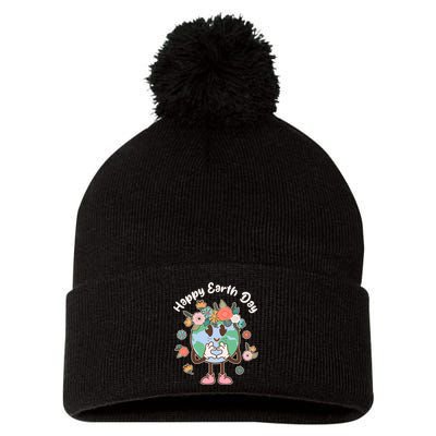 Cute Flower Floral Happy Earth Day Pom Pom 12in Knit Beanie