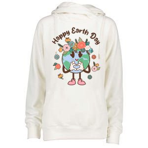 Cute Flower Floral Happy Earth Day Womens Funnel Neck Pullover Hood