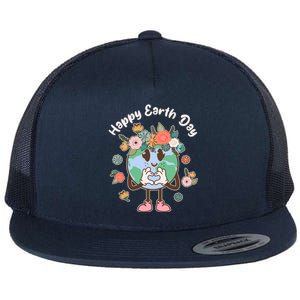 Cute Flower Floral Happy Earth Day Flat Bill Trucker Hat